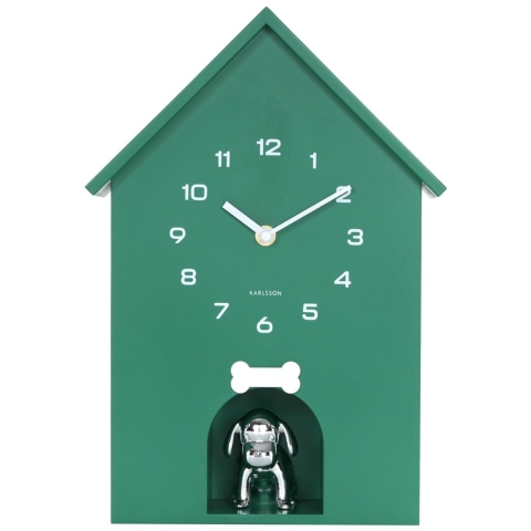 Karlsson wandklok dog house retro green