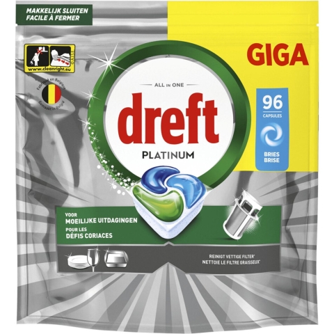 2+2 gratis: Dreft Vaatwastabletten Platinum All In One Bries 96 stuks
