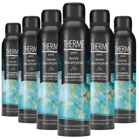 6x Therme Men Foaming Shower Gel Arctic Eucalyptus 200 ml