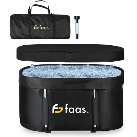 IJsbad XL - 420L - Opvouwbaar Zitbad - met Deksel - Ice Bath - Met Accessoires - Zwart - van Faas