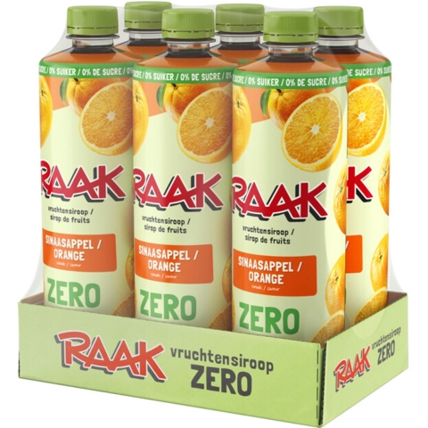 2x Raak Vruchtensiroop Zero Sinaasappel 6 x 750 ml