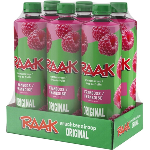 2x Raak Vruchtensiroop Frambozen 6 x 750 ml