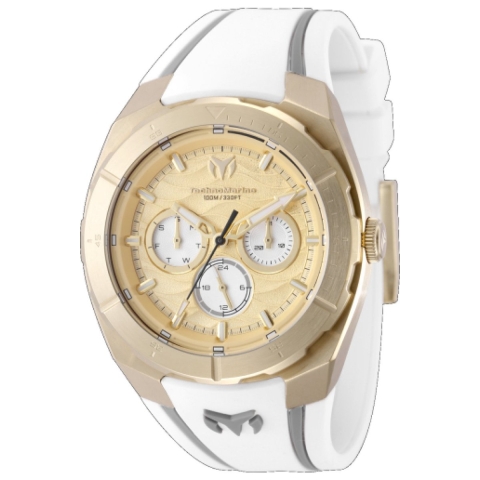 TechnoMarine Cruise - Legend TM-125026 Herren Uhr - Quartz Bewegung - Edelstahl mit Goldenem Zifferblatt - 43 mm