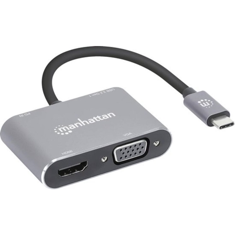 Manhattan USB-C to HDMI & VGA 4-in-1 Docking-Konverter USB-C dockingstation Geschikt voor merk (dockingstation): Universeel USB-C Power Delivery