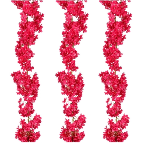 Kunstbloemen Bloesem Slinger - 3x - 180 x 20 cm - roze - kunststof - bloemetjes -