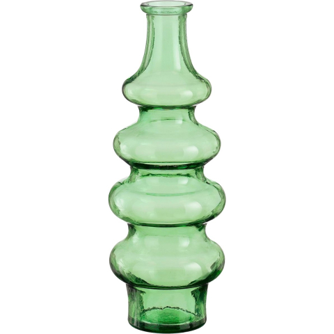 Bloemenvaas Sira - transparant glas - groen - D14,5 x H40 cm - vaas - sierlijk model -