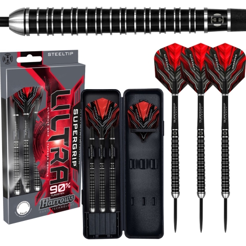 Harrows Supergrip Ultra - Steeltip dartpijl 28 g - 90% tungsten - 10-delige set
