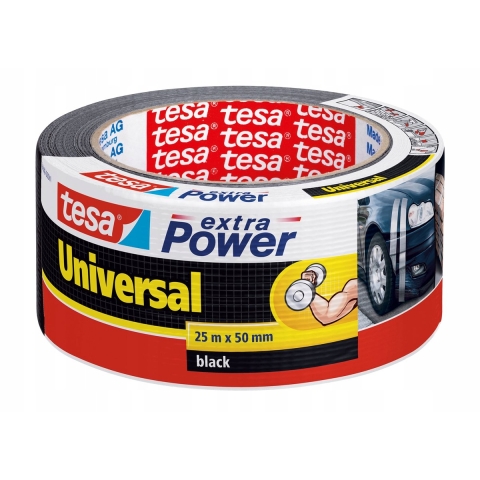 Tesa Ducttape - 1x rol - extra power - universeel - zwart - 25 meter x 5 cm -