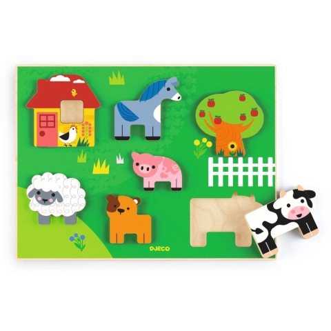 Djeco Puzzel - 7 Bakstenen - Boerderij - Djeco - OneSize - Puzzels