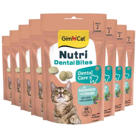 8x GimCat Kattensnack Nutri Dental Bites 40 gr
