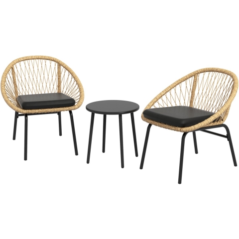 4goodz 3-delige tuinmeubelset met polyrattan stoelen -