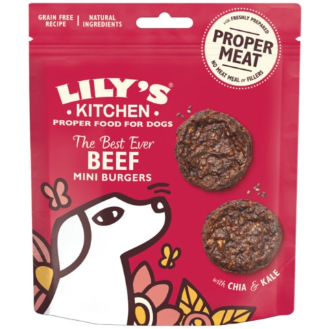 4x Lily's Kitchen Hondsnack Mini Burgers Rund 70 gr