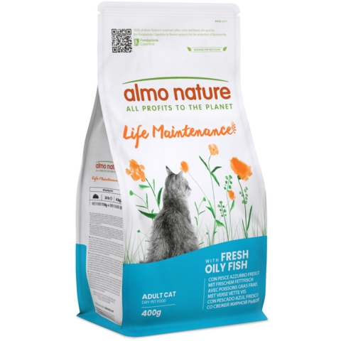 3x Almo Nature Kattenvoer Droog Life Maintenance Vette Vis 400 gr