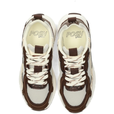 Poelman Posh harper sneaker dk chocolate lage sneakers dames