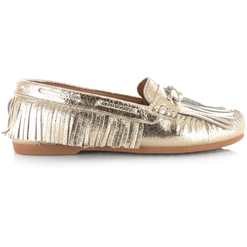 DWRS Label Dwrs parral crackled champagne mocassins dames