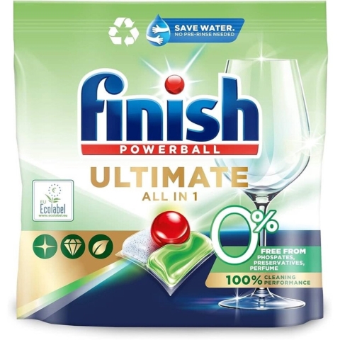 1+2 gratis: Finish Ultimate All in 1 Vaatwastabletten 0% 30 stuks