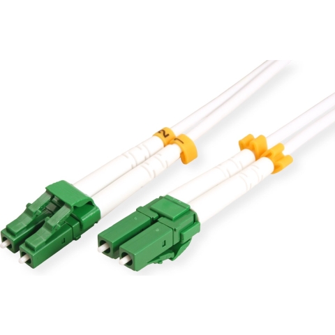 ROLINE glasvezelkabel duplex, 9/125µm OS2, LC/LC, APC, staal versterkt, LSOH , wit, 10 m