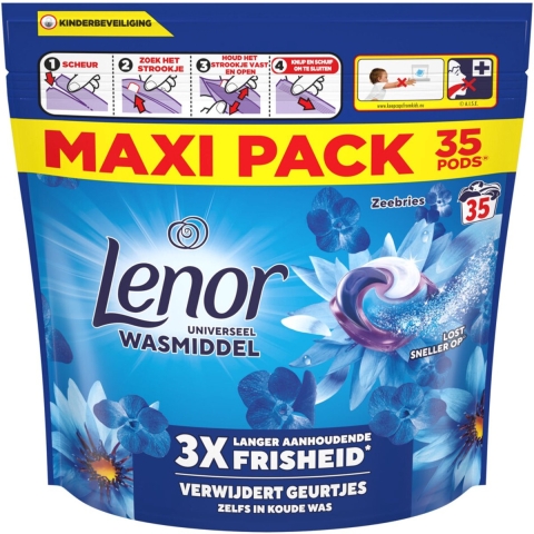 2+1 gratis: Lenor Wasmiddel All-in-1 Pods Zeebries 35 stuks