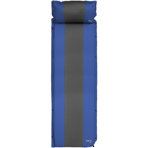 NILS Camp Zelfopblazende Slaapmat met Kussen - Blauw/Grijs
