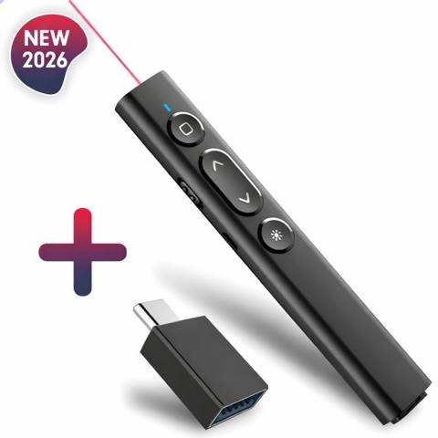 Exclusive by TW NVT - Draadloze Presenter - 30m Bereik - Inclusief USB-C Adapter - Zwart