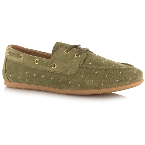DWRS Label Latty small studs olive mocassins dames