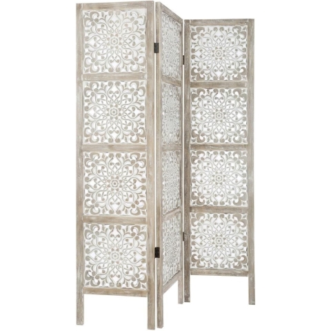 Atmosphera Kamerscherm 3 vlakken - whitewash - pauwlina hout - 120 x 169 cm - Afscherming wand -