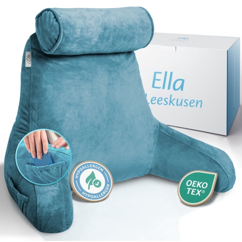 Ella Leeskussen - Relax Kussen - Nekrol en Ondersteuning - Fluweel Marineblauw