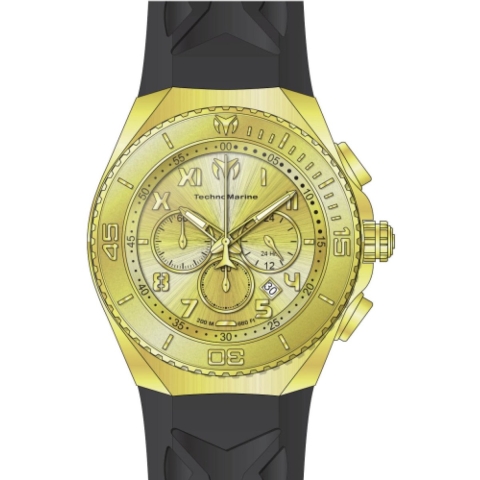 TechnoMarine Manta TM-225005 Herren Uhr - Quartz Bewegung - Edelstahl mit Goldenem Zifferblatt - 48 mm