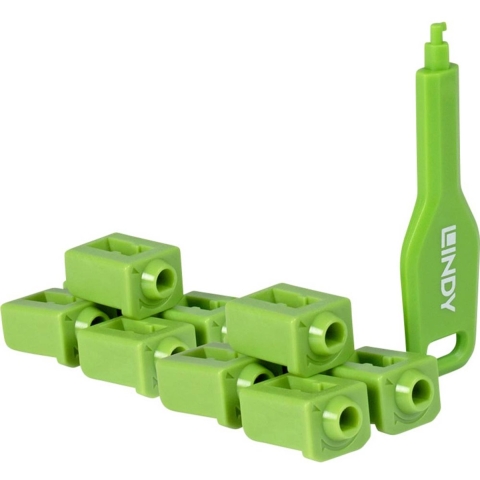 LINDY 47912 SFP-poortsloten + sleutel Groen