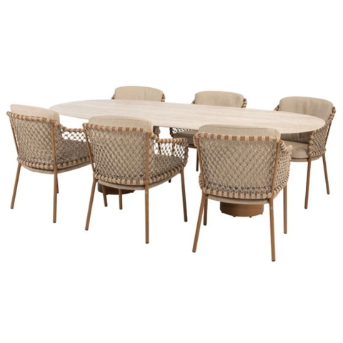 Martinique diningset met Colorado tafel amber ovaal 240 x 105 cm 4SO - 4so