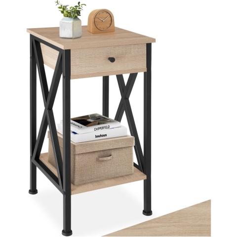 tectake® - Bijzettafel Dayton - industrieel - lichtbruin -35 x 35 x 70,5 cm - 404452