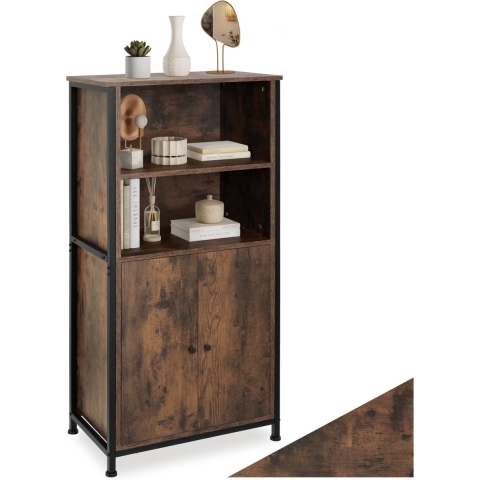 tectake - Wandkast Doncaster 60x38x125cm - industrieel donkerbruin