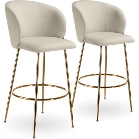 Tectake® - Set van 2 Barkrukken Luana - Gestoffeerde Barkruk met rugleuning - Barstoelen met