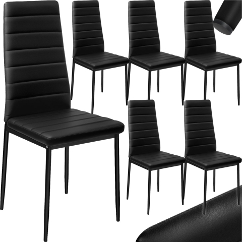 tectake® - 6 stuks eetkamerstoel , zwart , eetkamerstoelen 401848