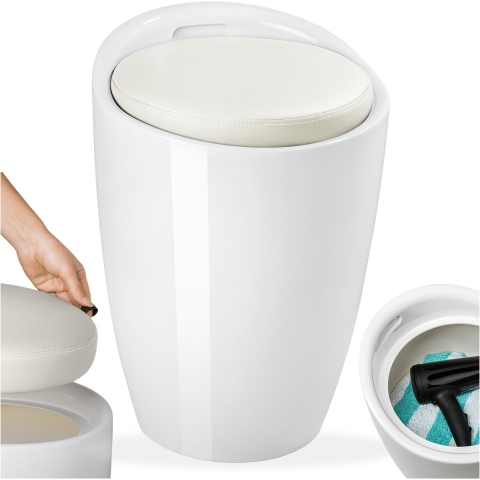 tectake Badkamer kruk met opbergruimte wit - 402077