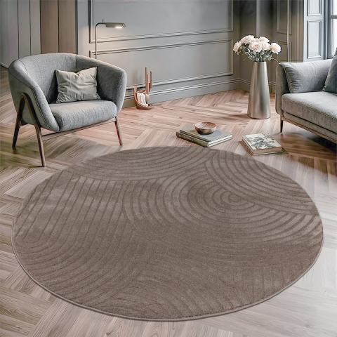 Muratap Vivant japandi rond vloerkleed laagpolig effen - 200 cm rond