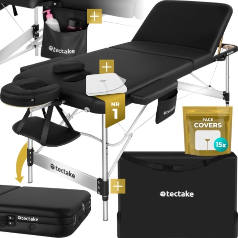 tectake® 3 Zones massagetafel - Behandeltafel incl. draagtas - 5 cm dikke vulling - Aluminium frame