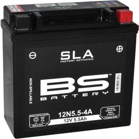 Motorfiets accu BS Battery SLA 12N5.5-4A - C (10Hr) - C (20Hr)