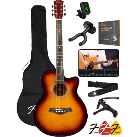 Finesse Akoestische Gitaar - Starterset - Videocursus - 4/4 40" - Sunburst