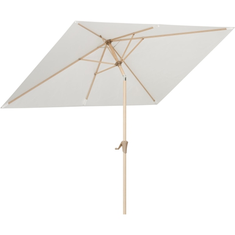 LifeGoods Parasol - Tuin - 270x180cm - 30° Kantelbaar - Waterdicht - UPF50+ - Houtkleurige coating - Crème