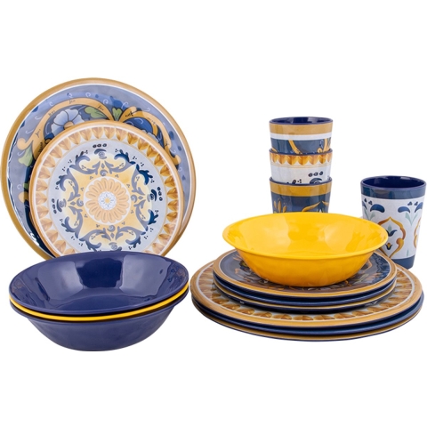 Bo-Camp - Servies - 16-Delige Siciliaanse Set - Melamine (16 stuks)