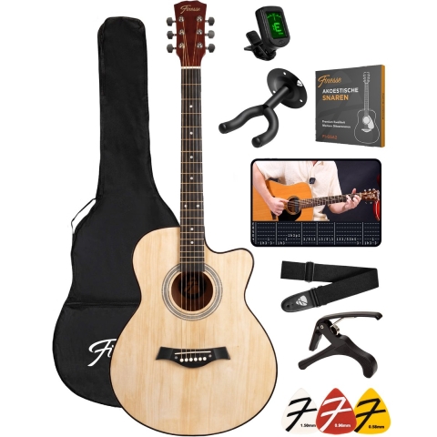 Finesse Akoestische Gitaar - Starterset 4/4 - Videocursus - Naturel