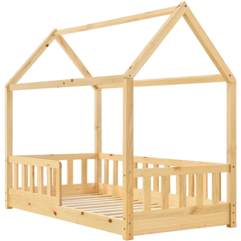 Juskys Marli - Kinderbed - 80 x 160 cm met valbeveiliging - Houtkleur