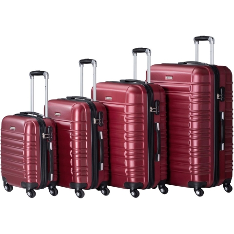 Juskys Rome - Kofferset - 4-delig - ABS - Bordeauxrood