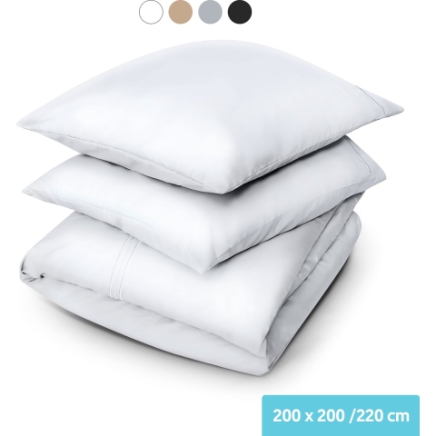Dreamlab Dekbedovertrek set - 200 x 200/220 cm - Microvezel - Wit