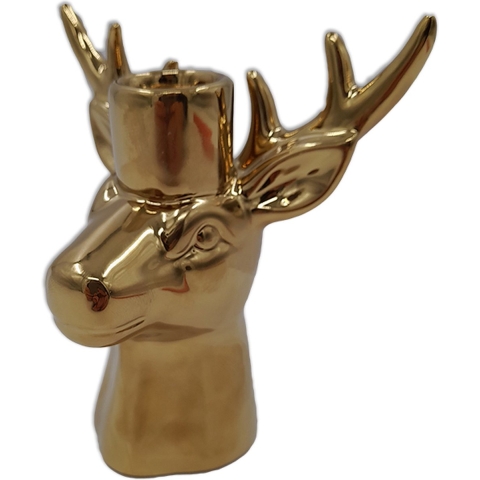 House Vitamin Candle holder reindeer ceramic gold 11x6x11cm