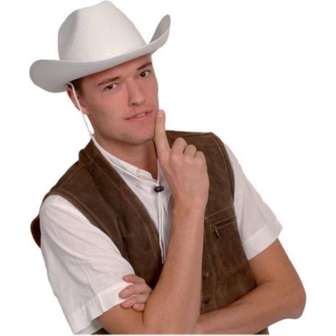Boland Cowboyhoed Rodeo - 2x - wit - vilt - Maat 59 - volwassenen - carnaval -