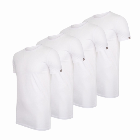 Cappuccino Italia - Heren 4-Pack T-shirt - Extra Lang - Wit - Maat L