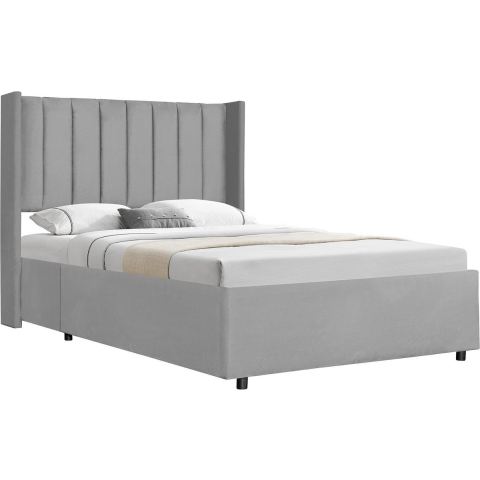 Juskys Savona Polsterbed met Opbergruimte - Lichtgrijs - 120 x 200 cm - Fluwelen Bedframe met