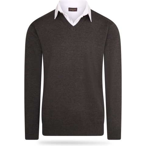 Cappuccino Italia - Heren Trui Mock Pullover - Grijs - Maat XL